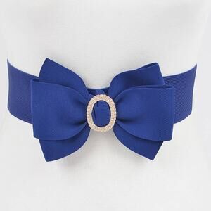 Rhinestone Bow Buckle Stretch Belt – Cobalt